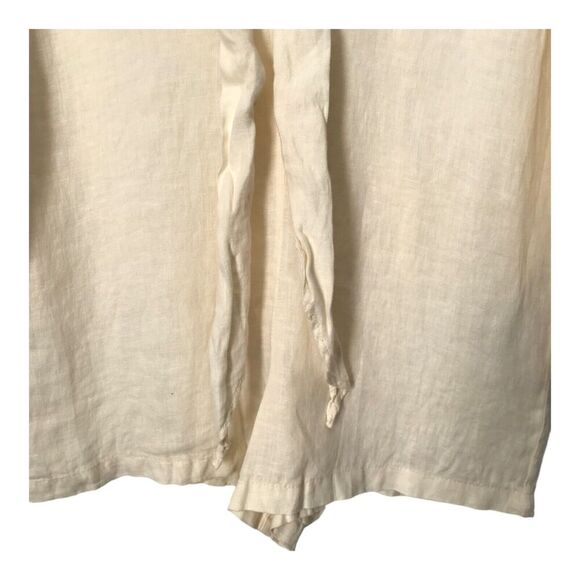 Zara Romper Size XS Tied 100% Linen Oyster White Long Sleeve V-Neck Jumpsuit - Picture 6 of 16